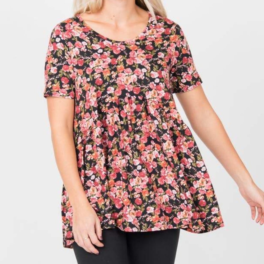 Agnes & Dora Muse Top Black Floral XXS NWT
